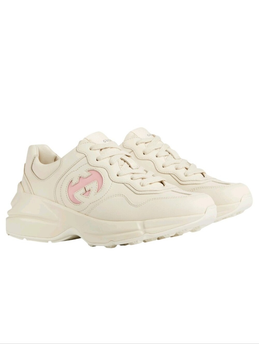 $1,080 GUCCI Rython Women's Ivory Leather Sneakers EU 35 US 5 BNIB